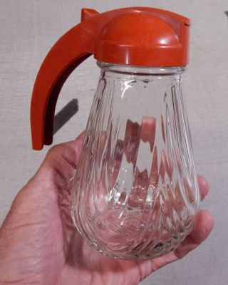 Vintage Federal Tool Corp Glass Syrup Dispenser Chicago Red Top