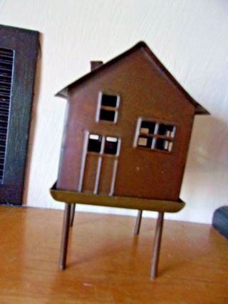 Vintage Salt Box House Metal Candle Holder House Home Decor Primitive Country