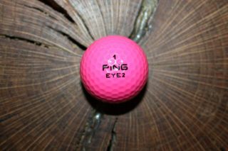 Vintage Pink And White Ping Golf Ball