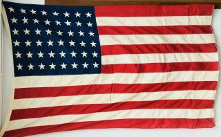 Vintage American Flag 48 Stars 3.  5 X 5.  5 Feet Thin Linen Printed Stars