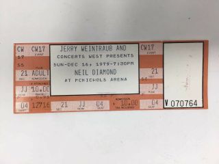 Neil Diamond 1979 Concert Ticket Full Intact Denver Mcnichols Vintage