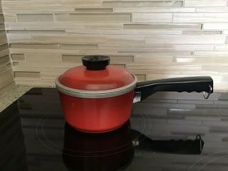 Vintage Club Cookware/sauce Pan With Lid 1 Qt Red Cast Aluminum