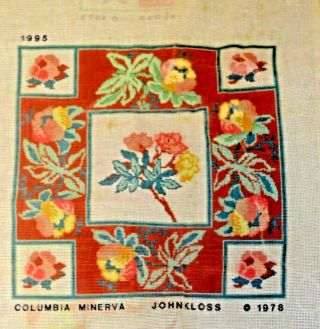 Vintage Pre - Worked John Kloss Needlepoint Canvas,  Plus Yarns Ready For Finishing