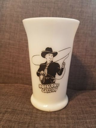 Vintage Hopalong Cassidy Western Cowboy Advertising Milk Glass Cup Tumbler