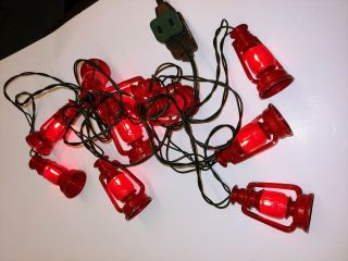 String Of 10 Midwest Red Lantern Lights Rv Christmas Vintage Euc
