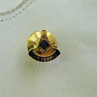 Vintage Masonic Tie Tack Lapel Pin 10k 25 Years Mason