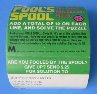 VTG 1970s FOOLS SPOOL 618 GAME MATH PUZZLE BRAINTEASER SPINNING WHEELS W/BOX 4