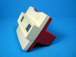 Vintage Gaf Viewmaster Viewer Red & White Model With Round Blue Lever