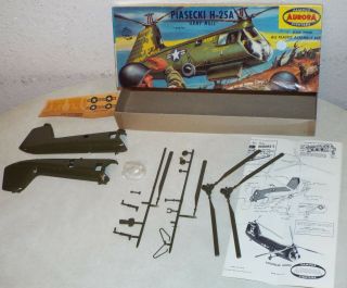 Vintage 1956 Aurora Piasecki H - 25a Army Mule Helicopter Model Complete W/box,  Nr