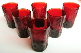 Vintage Ruby Red Juice Glasses Set Of 6