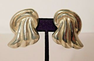 Vtg.  David Varsano Sterling Silver 925 Modernist Clip Earrings