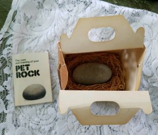 Vintage 1975 ROCK BOTTOM PRODUCTIONS PET ROCK with care booklet & rock 2