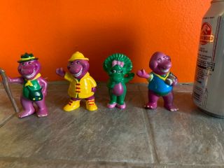 Set Of 4 Vintage Barney The Dinosaur And Friends Pvc Figures