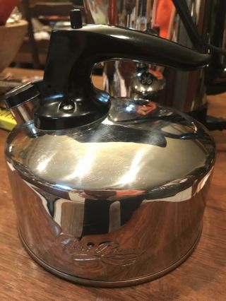Vintage Paul Revere Stainless Steel Copper Small 1 Qt Whistling Tea Pot Kettle