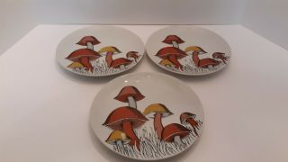 3 Vintage Fitz & Floyd Variations Mushroom Plates