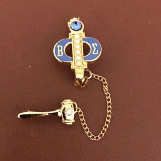 Vintage " Phi Beta Sigma " Gold,  Diamond,  Pearl Blue Enamel Fraternity Pins
