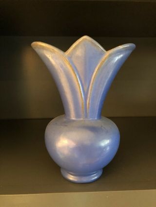 Vintage Art Pottery,  Tulip Shape Vase,  Blue,  No Mark