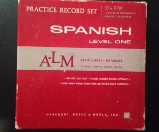 Vintage Alm Harcourt,  Brace & World Spanish Level One 33 1/3 Rpm Record Set 1961