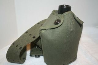 Vintage Aluminum Military Style Canteen W/cover And Belt