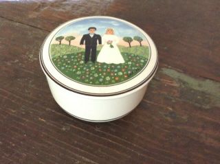 Vintage Villeroy & Boch Naif Bride Groom Trinket/ Candy Box Discontinued