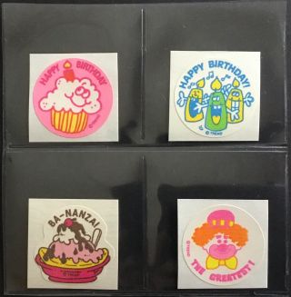 4 Vintage 80s Matte Trend Scratch & Sniff Stickers - Birthday -
