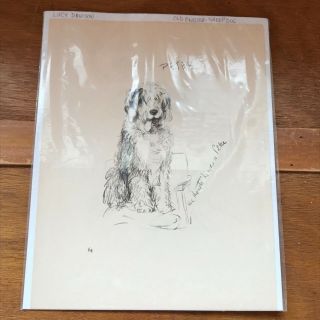 Vintage Lucy Dawson Old English Sheep Dogs Black & White Print Ready For Framing