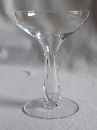 Vintage Crystal Hollow Bulbous Stem Champagne Glass Saucer 5 1/4 "