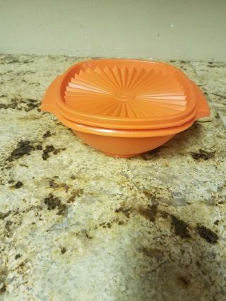 Vintage Tupperware 840 Servalier Canister Container Bowl With 841 Lid Orange