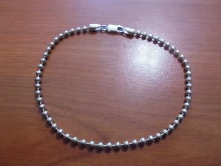 Vtg Sterling Silver Ball Chain Bracelet Anklet 9 3/8 " Long 6.  6 Grams Italy