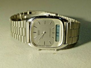 Vintage Mens Seiko Silver Ana Digi Quartz Watch H449 5100 Functioning