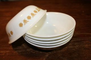 Vintage Correlle Livingware By Corning Butterfly Gold 6 Cereal Bowls