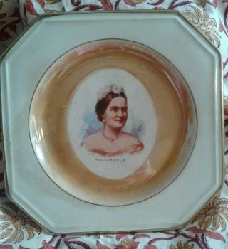 Vintage Imperial China Mrs.  Lincoln Portrait Plate Mary Todd First Lady 1861 - 65