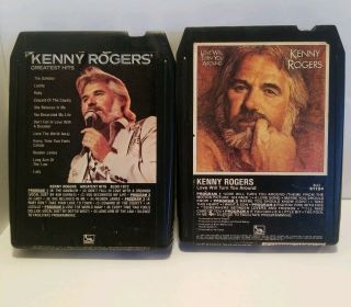 2 - Kenny Rogers 8 Track Tapes Greatest Hits & Love Will Turn You Around - Vintage