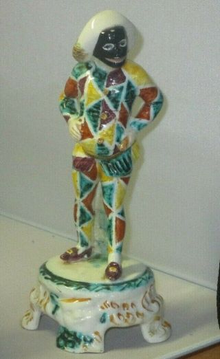 Vintage Italian Ceramic Harlequin Figurine - Signed