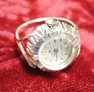 Vintage Bucherer - 17J - Ring Watch 14K White Gold Filled 4