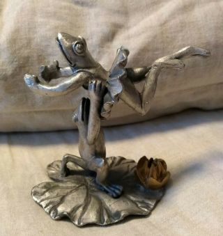 Vintage Pewter Frog Lily Pad Spi Ballet Dirty Dancing Figurine 1993