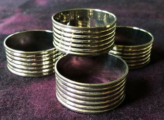 Vintage Stainless Steel Napkin Rings - Set Of 4
