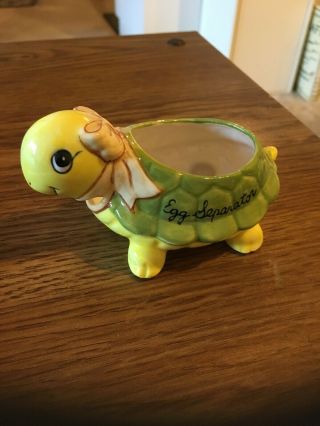 Vintage Ceramic Turtle Figurine Egg Separator,  4 - 1/4 " Long