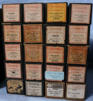 20 Vintage Player Piano Rolls In Boxes Imperial Supertone [h]