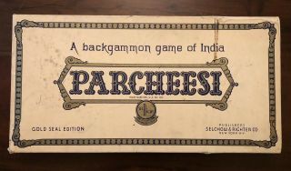 Vintage 1959 Parcheesi Board Game Gold Seal Edition - Selchow & Righter Co,  No.  2