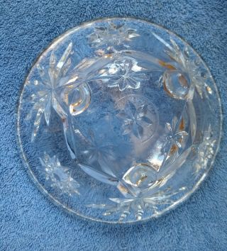 Vintage Clear Cut Crystal Glass Bowl 3 Footed Candy Dish Star Design Pattern 4