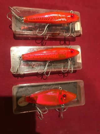 Set Of 3 Vintage Nib L&s Pink Mirrolure Topwater Saltwater Fishing Lures Nos
