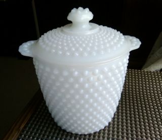Vintage Anchor Hocking Hobnail Milk Glass Cookie Jar Canister