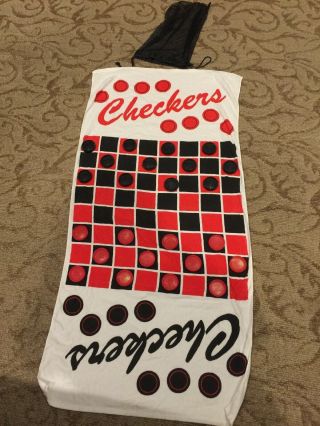 Vtg Checkers Beach Game Towel Made By Jay Franco,  Fun Outdoor - Indoor Activity