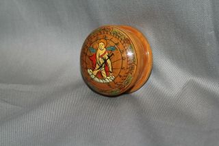Demigod Compass Wooden Treen Container Lid Snuff Tobacco Trinket Vintage