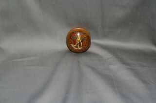 Demigod Compass WOODEN TREEN CONTAINER LID Snuff Tobacco Trinket Vintage 3