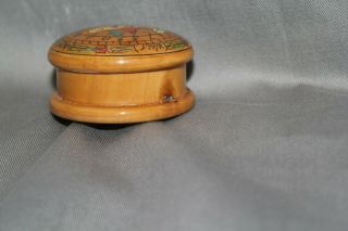Demigod Compass WOODEN TREEN CONTAINER LID Snuff Tobacco Trinket Vintage 4