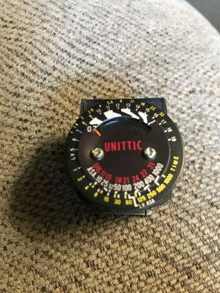Vintage Compact Unittic Light Meter - 1.  25in X 1.  25in -,  With Case