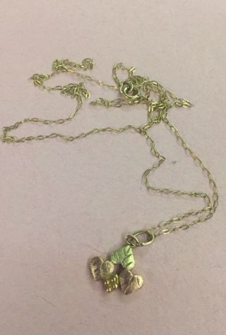 Vintage Fine 14k Chain W/10k Black Hills Gold Leaf Charm Pendant