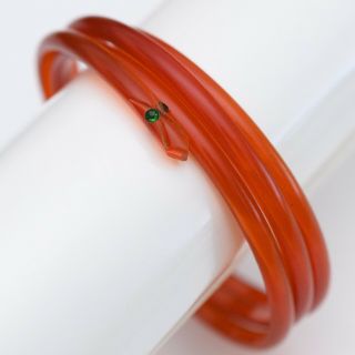 Vintage 1930’s Art Deco Red Celluloid Snake Paste Bangle Bracelet